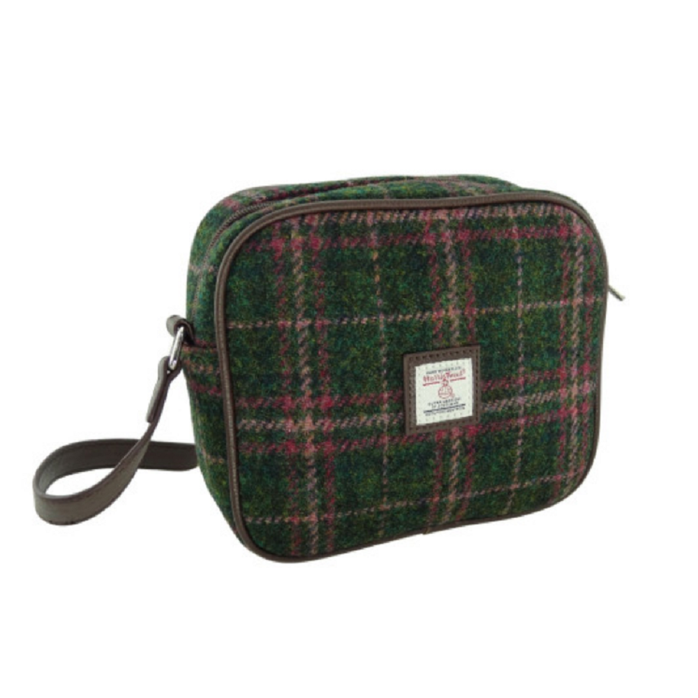 Glen Appin Harris Tweed Almond Mini Handbag Green/Plum Check