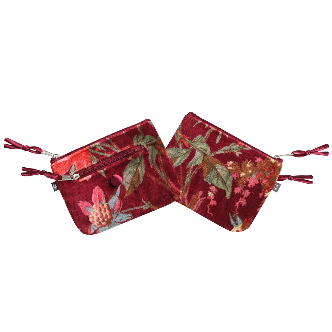 Red Botanical Velvet Emily Coin Purse by Earth Squared
