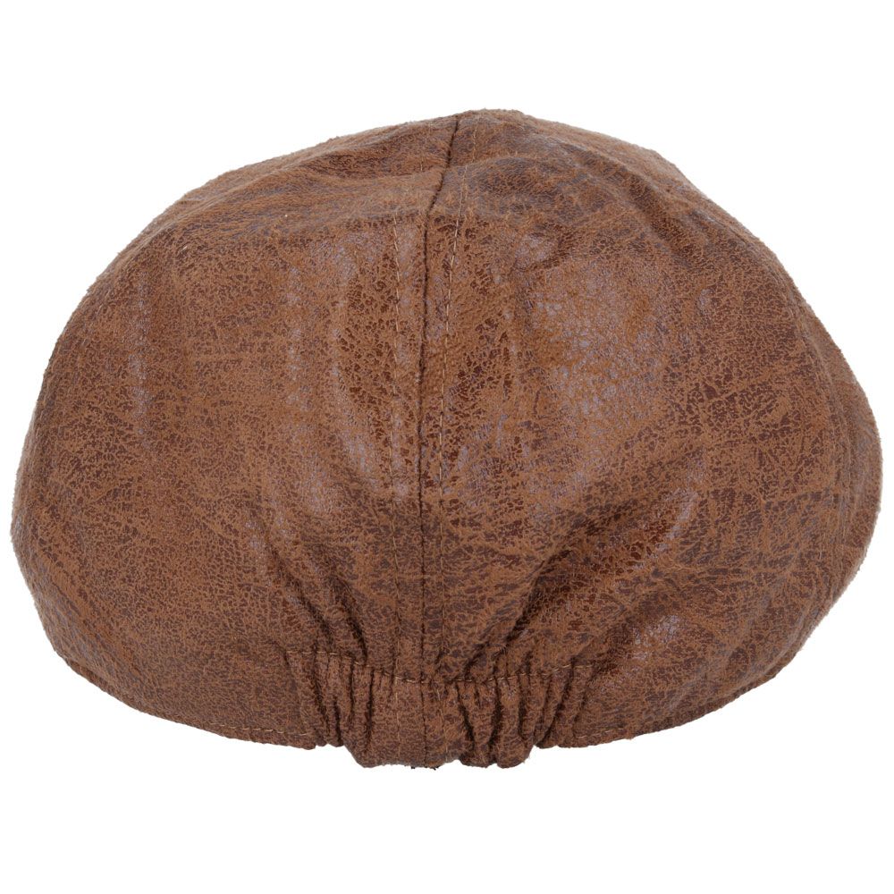 Cracked Leather Look Distressed Vintage Duckbill Flat Cap
