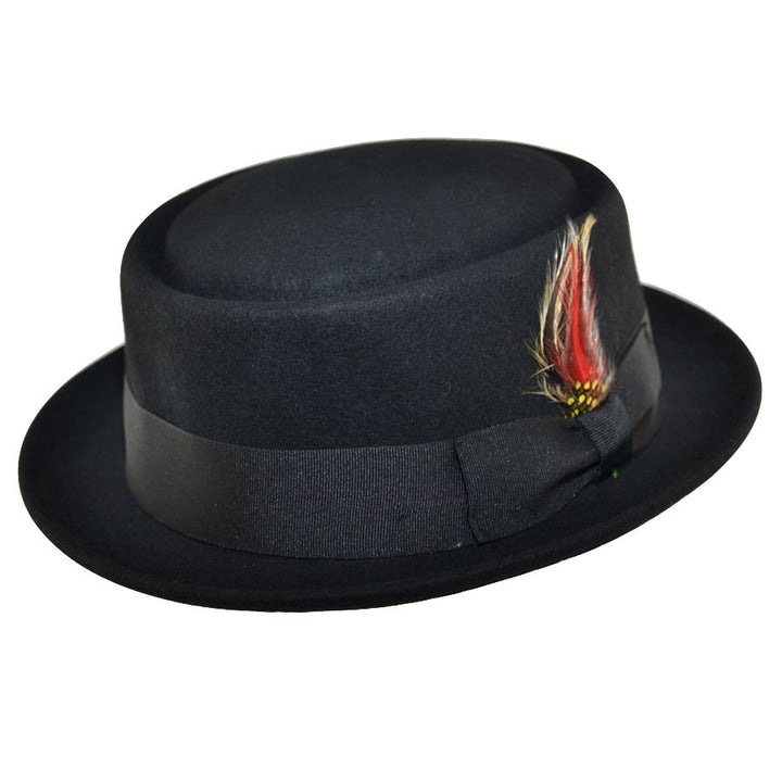 Maz Wool Felt Crushable Pork Pie Hat, Black