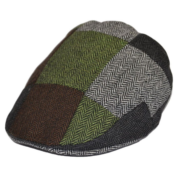 G&H Herringbone Multi Patch Flat Cap