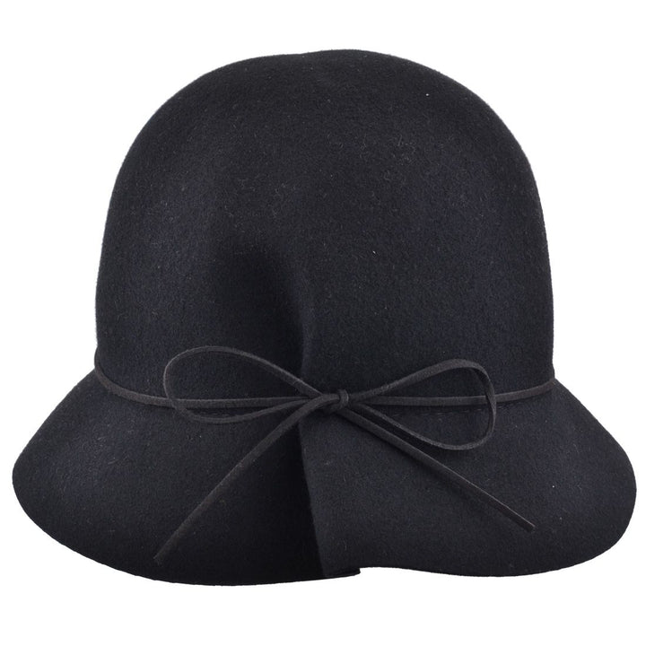 Wool Felt Cloche Hat With Thin Bow