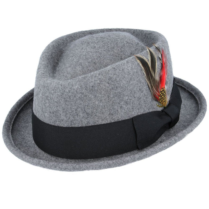 Maz Crushable Diamond Crown Pork Pie Hat, Mix Grey