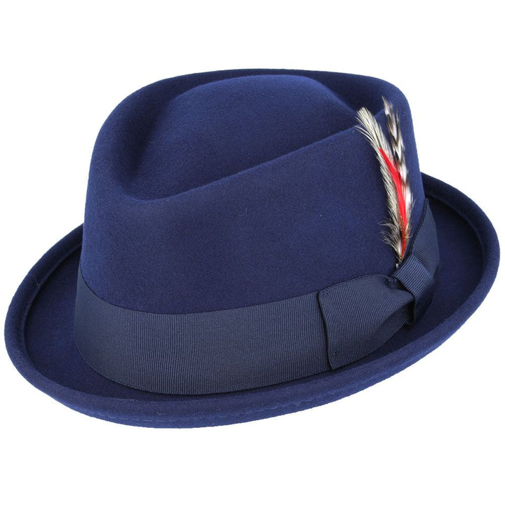 Maz Crushable Diamond Crown Pork Pie Hat, Navy