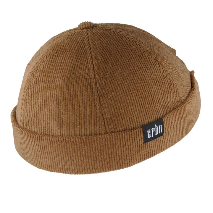 Carbon212 Corduroy Rolled Cuff Retro Fashion Brimless Docker Hats