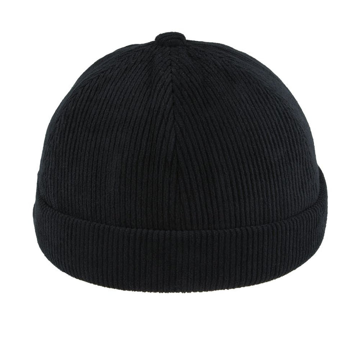 Maz Corduroy Rolled Cuff Retro Fashion Brimless Docker Hat