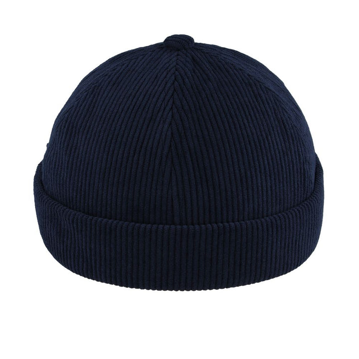 Maz Corduroy Rolled Cuff Retro Fashion Brimless Docker Hat