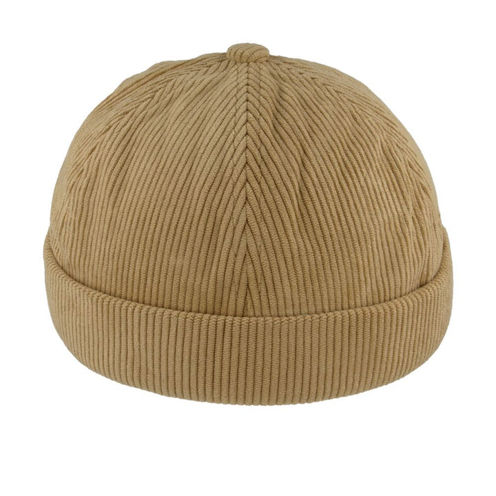 Maz Corduroy Rolled Cuff Retro Fashion Brimless Docker Hat