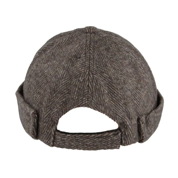 Maz Herringbone Docker Rolled Cuff Retro Fashion Brimless Hat