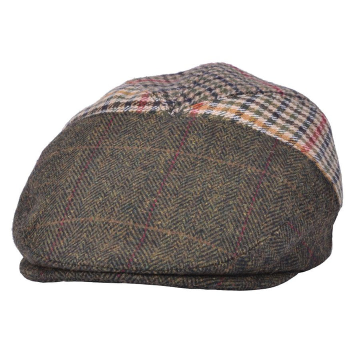 G&H Woollen Check Herringbone Multi Patch Flat Cap