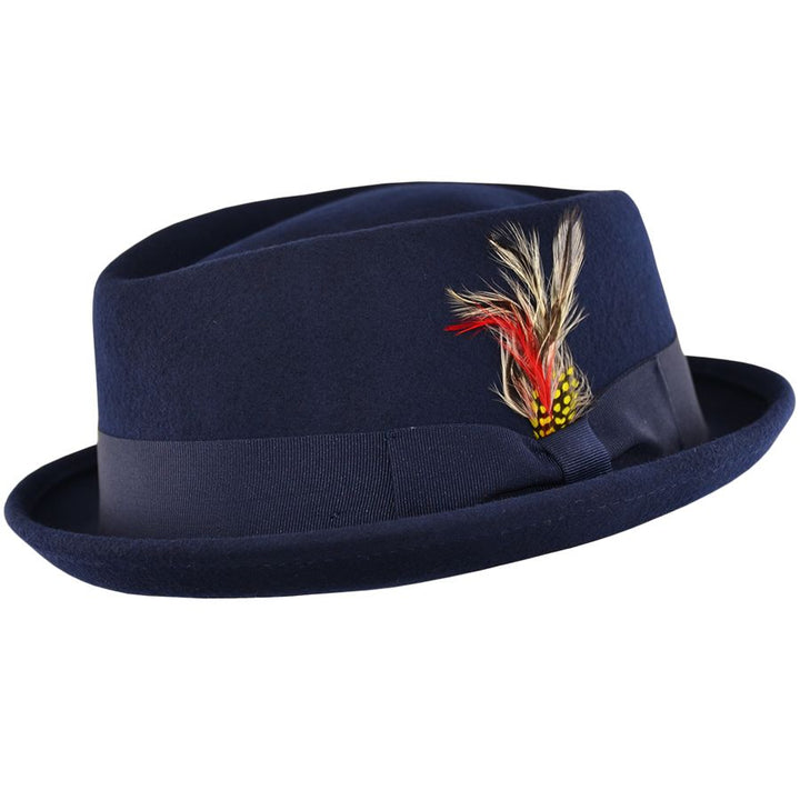 Maz Crushable Diamond Crown Pork Pie Hat, Navy