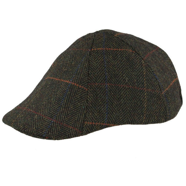 Maz Duckbill Six Panel Window Check Herringbone Flat Cap