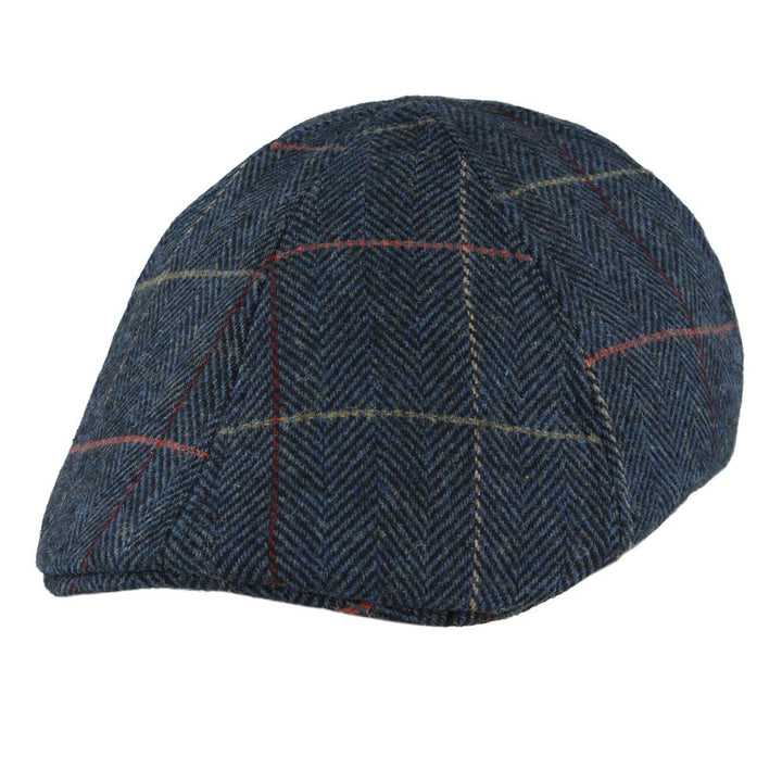 Maz Duckbill Six Panel Window Check Herringbone Flat Cap