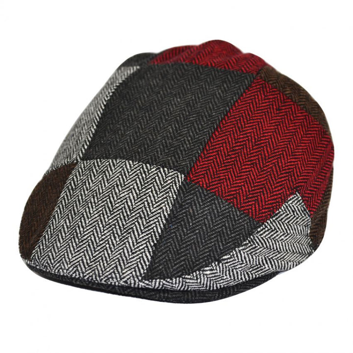 G&H Herringbone Multi Patch Flat Cap