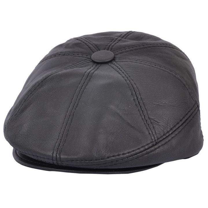 Leather Newsboy Flat Cap