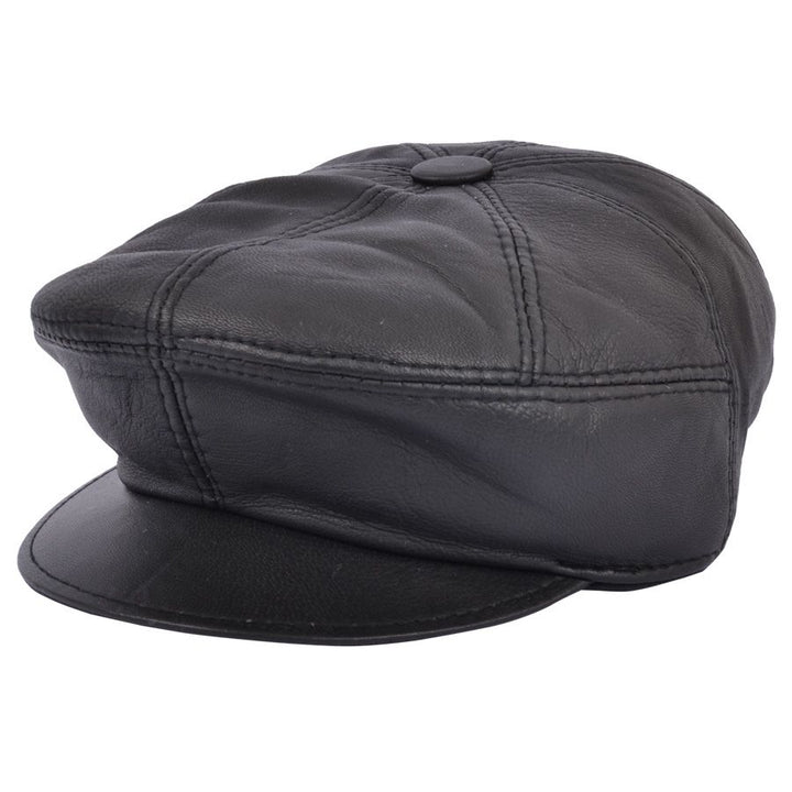 Leather Newsboy Flat Cap