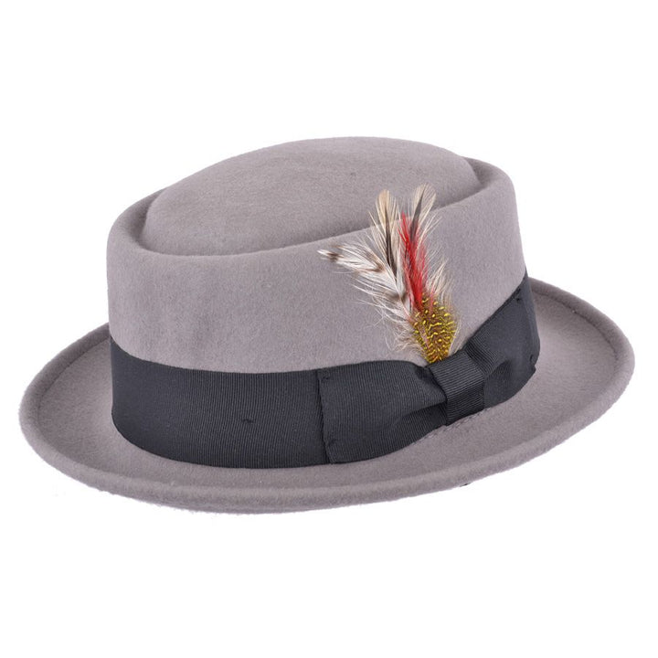 Maz Wool Felt Crushable Pork Pie Hat, Grey