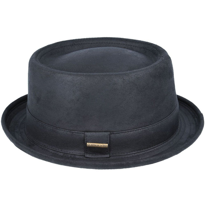 Bullantic - Gladwin Bond Leather Look Pork Pie Hat, Black