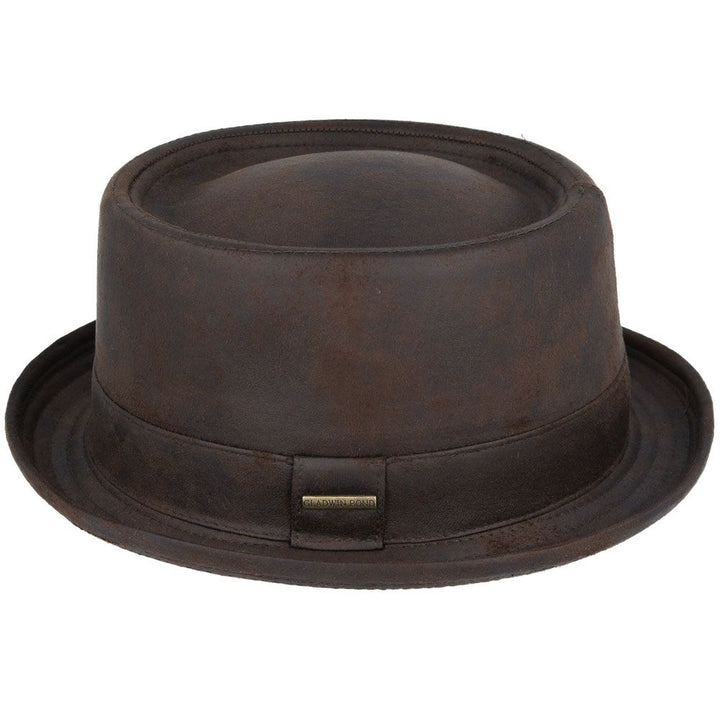 Bullantic - Gladwin Bond Leather Look Pork Pie Hat, Brown