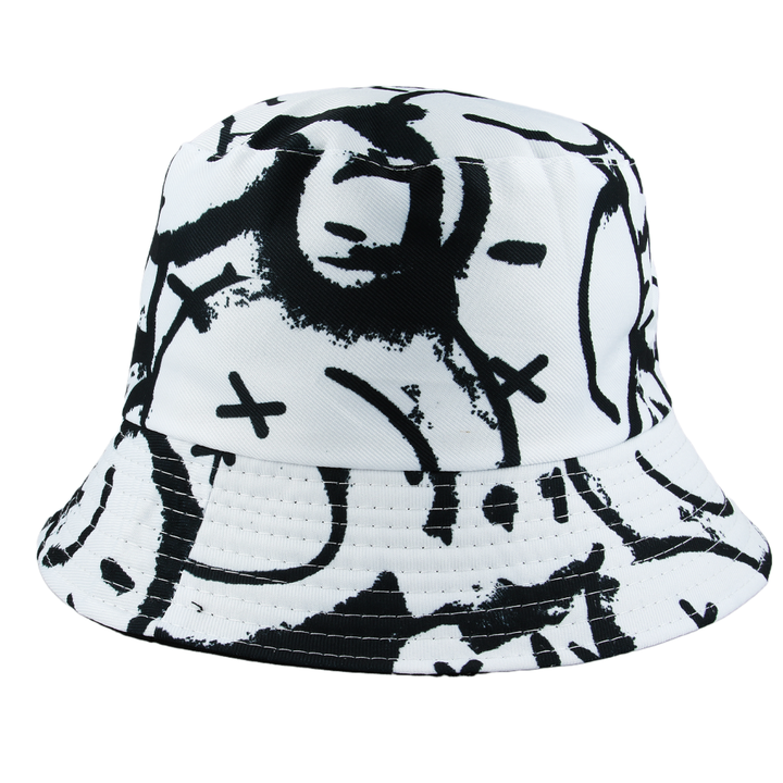 Maz Reversible Smiley Face Pattern Fisherman Bucket Hat