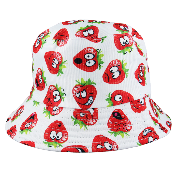 Maz Reversible Strawberry Print Pattern Fisherman Bucket Hat