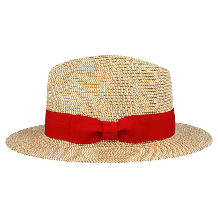 Maz Natural Straw Fedora Hat With a Band