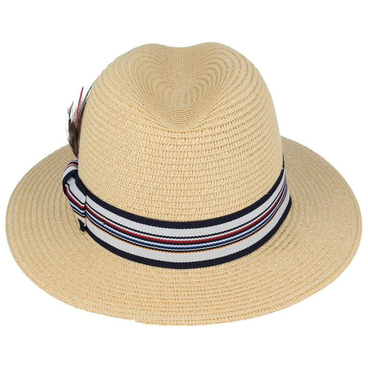 Maz Summer Paper Straw Fedora Hat With Strip Band