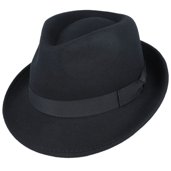 Maz Crushable Wool Felt Trilby Hat, Black