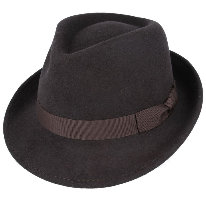 Maz Crushable Wool Felt Trilby Hat, Brown