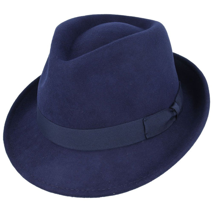 Maz Crushable Wool Felt Trilby Hat, Navy