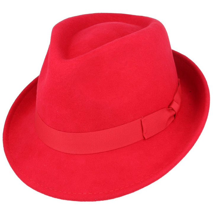 Maz Crushable Wool Felt Trilby Hat, Red